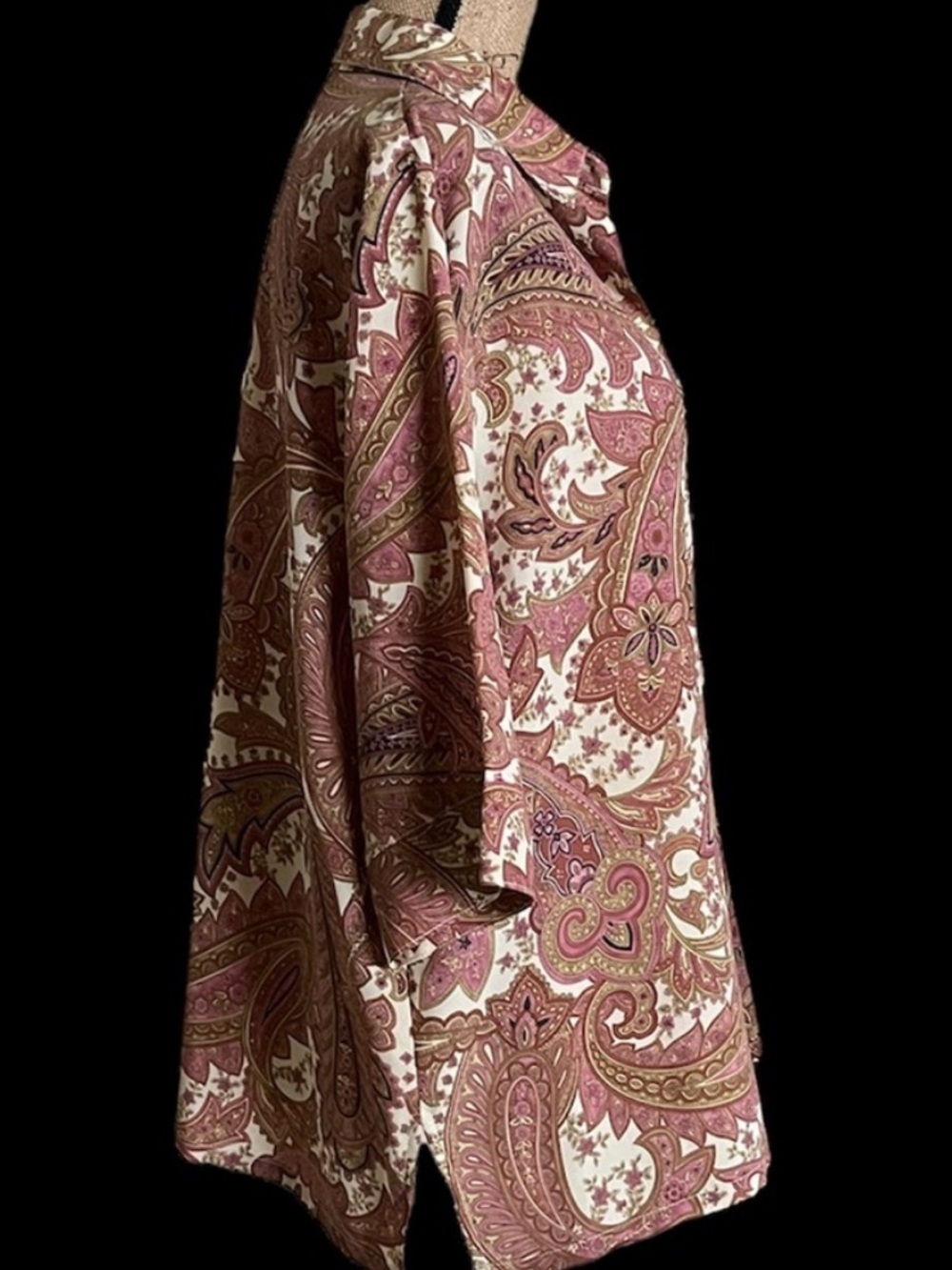 BonWorth Paisley Blouse Button‑Front 3/4 Sleeves Pink & Cream XL - Picture 10 of 16